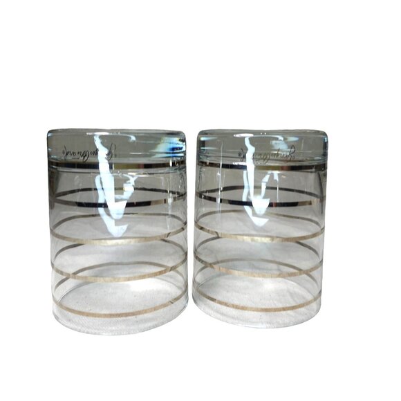Vintage Georges Briard Silver Rimmed Glass Tumblers Set Of 2 Mid-Century Modern - Picture 5 of 15